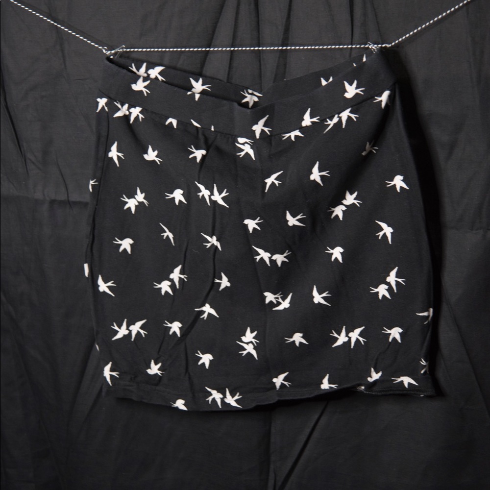 Bird Print Mini Skirt
